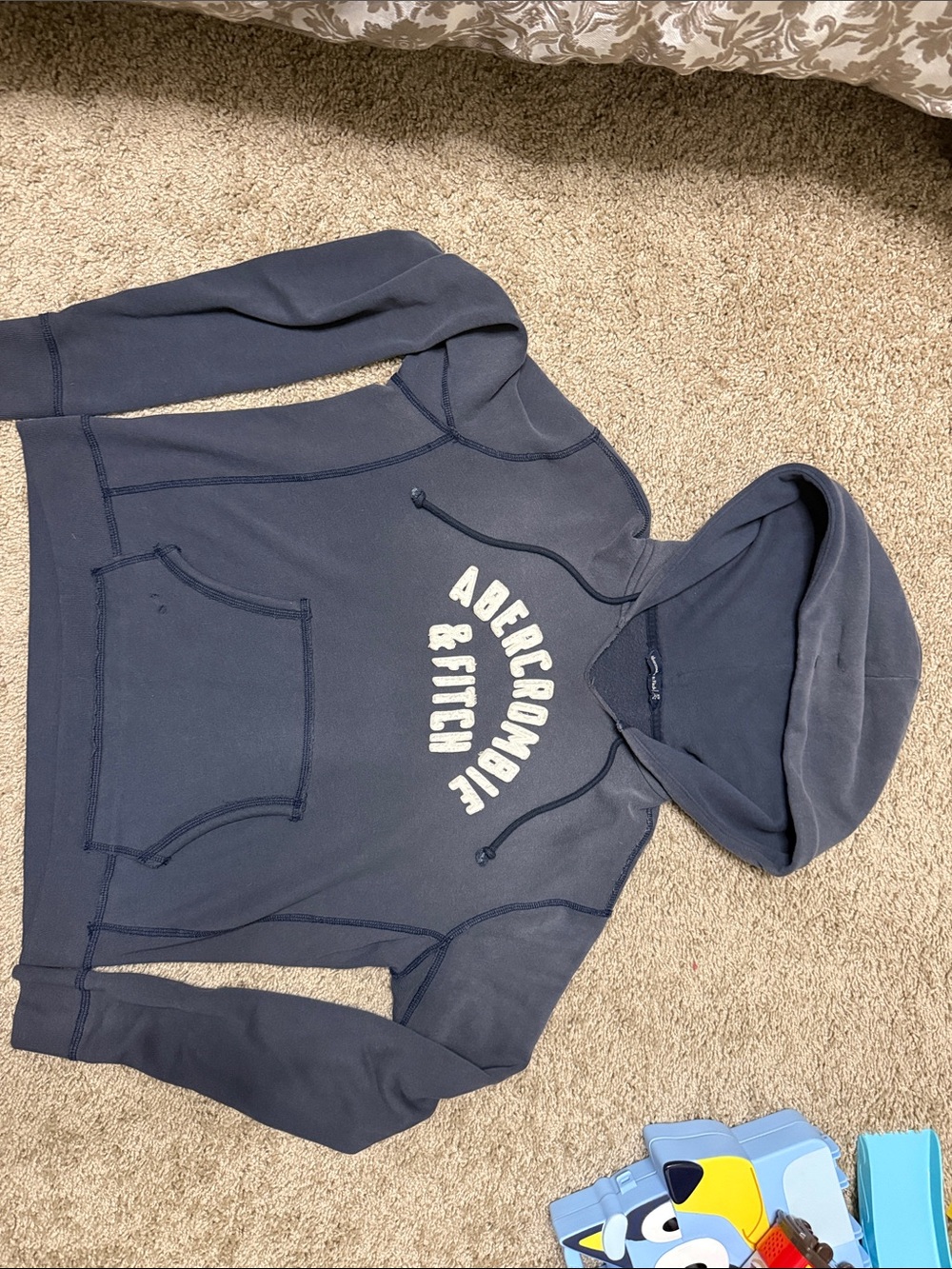 Abercrombie & Fitch Dark Blue Pullover Hoodie with Logo